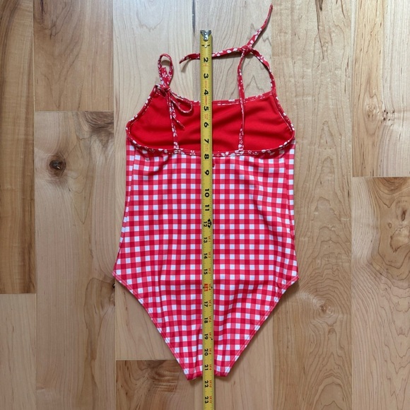 NWOT Roxy Red White Gingham One Piece Swimsuit - Picture 10 of 12